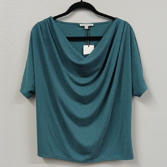 Green Envelope Tops - Green Envelope Teal Draped Blouse